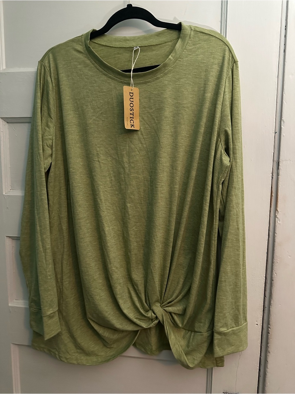 Olive Green Long-Sleeve Knot Front Top Size 2XL (NWT)